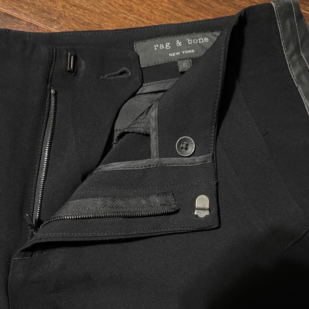 Rag & Bone Black Leather Trim Trouser Shorts - Picture 8 of 9